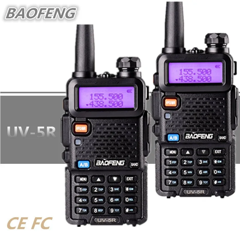 

2PCS 100% Original BAOFENG UV-5R Two Way Radio 136-174MHZ/400-520MHZ 128CH 1800MAH 5W Ham Transceiver Outdoor Hunting Equipment