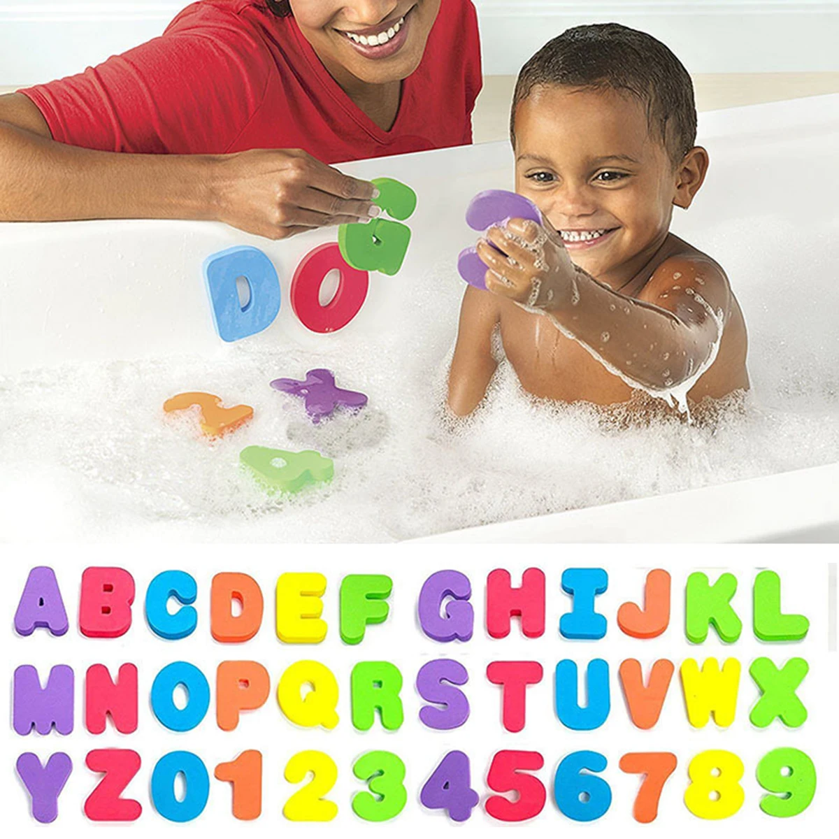 

36pcs (26 Letters + 10 Number) Baby Foam Letter and Numbers Stickers Water Stickers Toy Kids Children Floating Bath Shower Toy