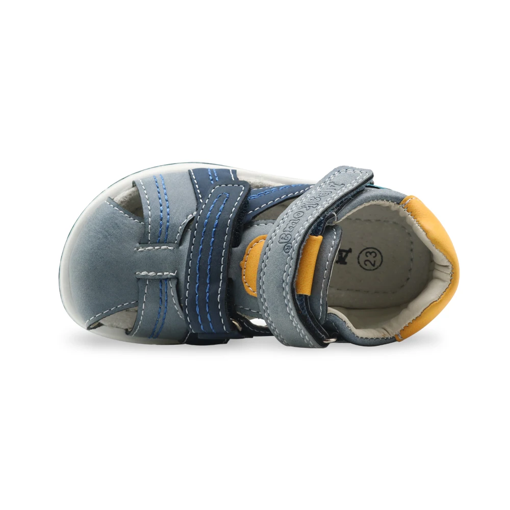 Apakowa Unisex Baby Boys Closed Toe Sandals Kids Soft Leather Walking Sandal Adjustable Shoes for Beach Travel Sports Activities