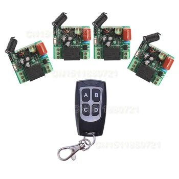 

AK-RK01S-220J 220V 1CH 10A RF Wireless Remote Switch System 4pcs Receiver & 4button Transmitter