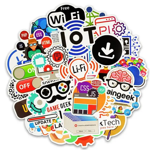 Cheap 50 PCS Programming Sticker Technology Software Programs Data Creative Stickers for Geek DIY Computer Laptop Phone PS4 Notebook