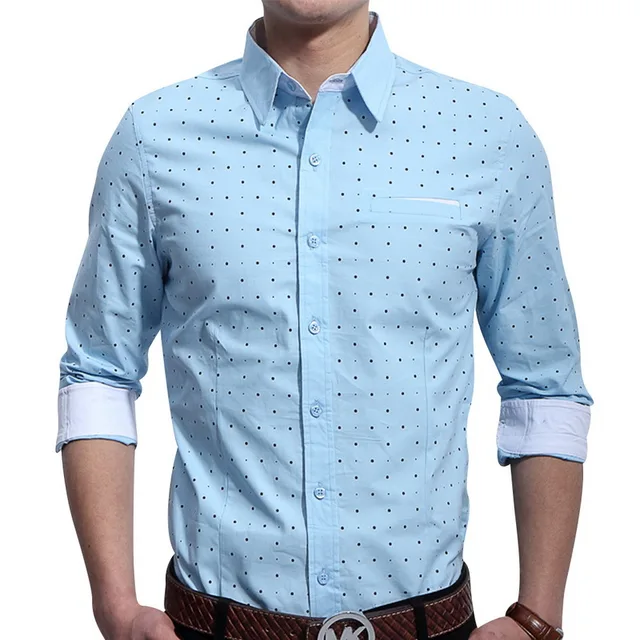 2015 New Fashion Men Formal Shirts Turn Down Collar Design Size M 3XL Long Sleeve Spring Autumn
