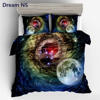 

AHSNME Starry Sky Bedding Set Vast Universe Duvet Cover Earth 3d Printed Bedlinens Planet Bedclothes Size Queen King