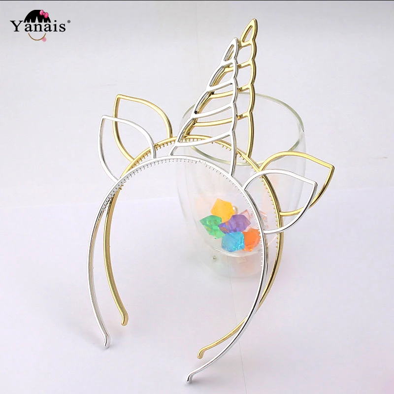 

1pcs Gold Sliver Plastic Bezel Headband Unicorn Party Hair Decoration Accessories Women Kids Hair Band Hair Hoops