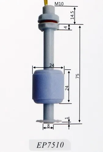 M10* 75 мм 100 в PP уровня жидкости сенсор воды Поплавковый выключатель ZP7510 1A1