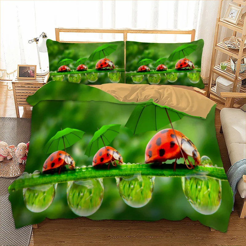 Dropshipping 3d Ladybug Bedding Set Polyester Duvet Cover Bed Set