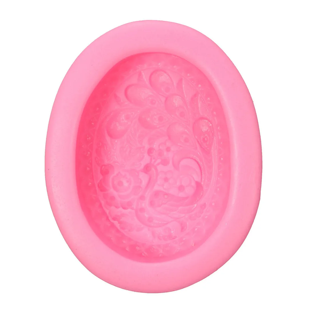 Oval Peacock DIY Soft Silicone Candy Cake Soap Molds Craft Handmade Mould Tool