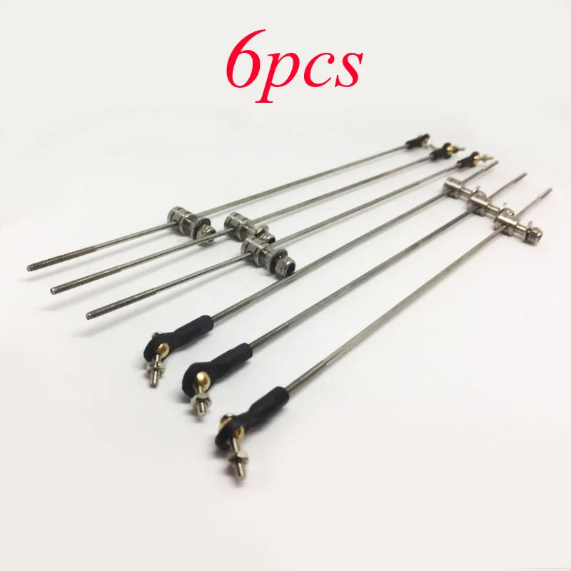 

Free Shipping 6 Sets M2 Stainless Steel Servo Steering Pull Rod With 2mm Stopper Spare Part For DIY Model 100/150/200/250/300mm