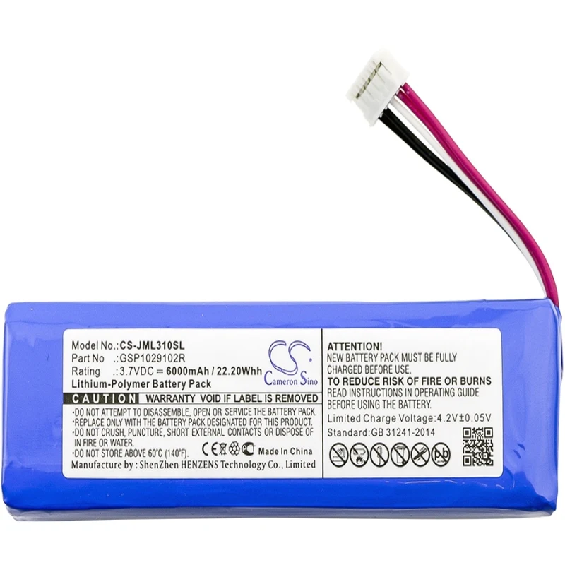 

Cameron Sino 6000mAh Battery GSP1029102R for JBL Charge 2 Plus,Charge 2+,charge 3