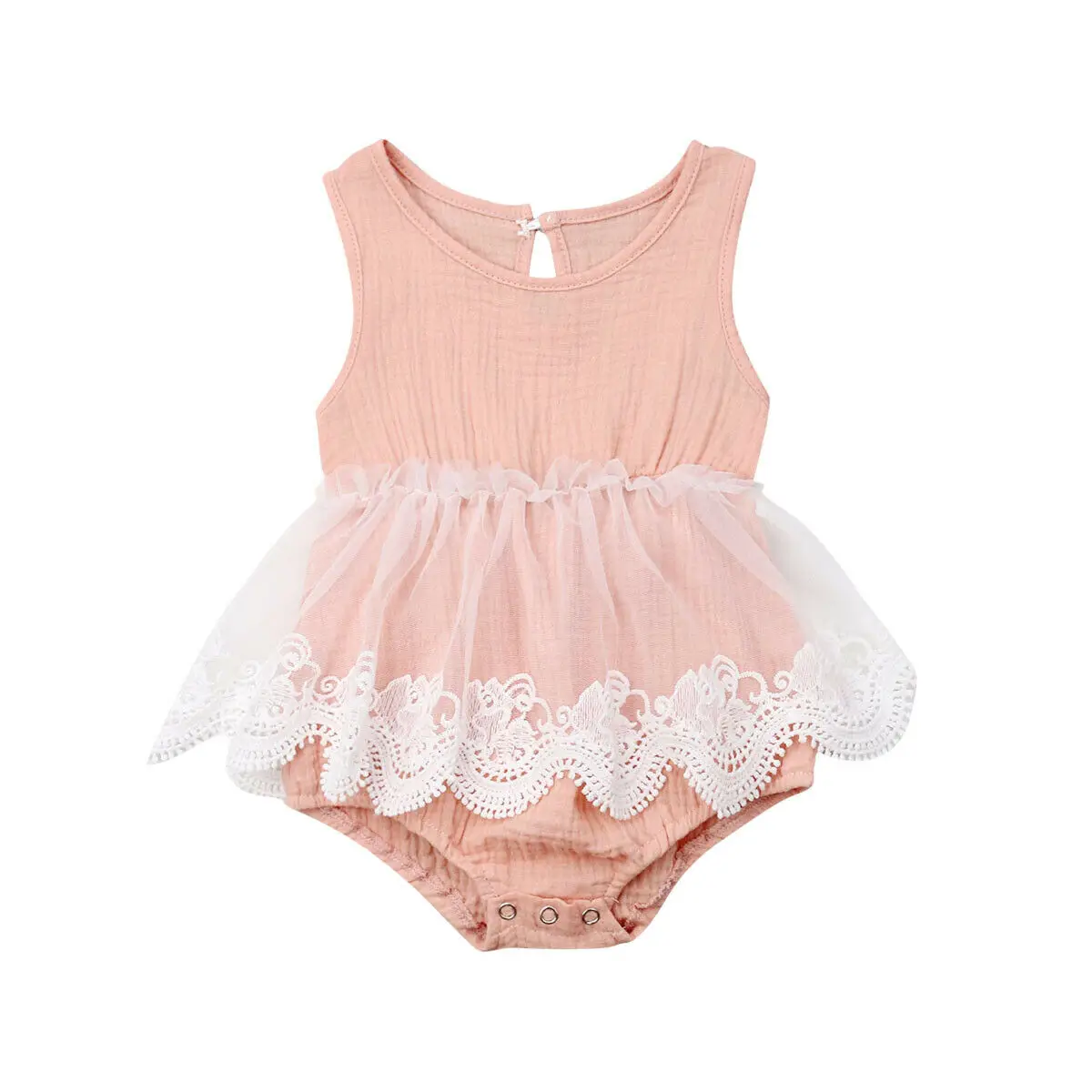 

3-24M Cute Newborn Baby Girl Sleeveless Lace Skirted Bodysuit Jumpsuit One Pieces Summer Clothes
