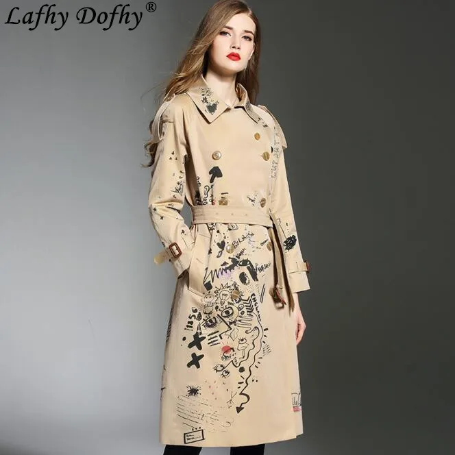 

Star with the same paragraph female long paragraph over the knee loose large size sketch graffiti print jacket explosion 041