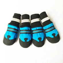 4 pces não-deslizamento sapatos de cachorro de estimação roupas de chuva à prova dwaterproof água botas quentes segurança reflexiva ao ar livre cão meia sapatos para cães médios labrador