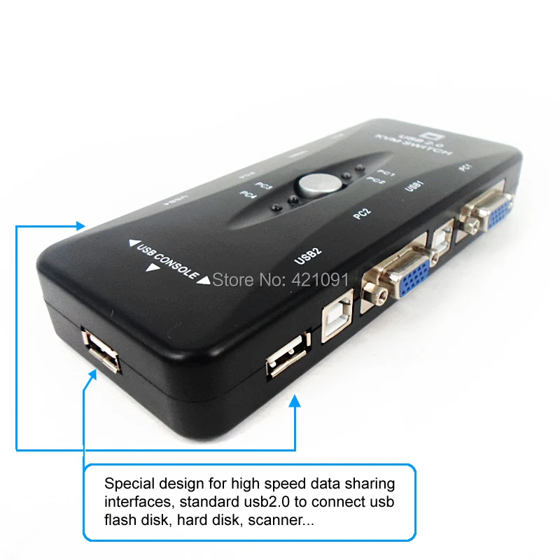 4 порта VGA/SVGA USB 2,0 KVM Switch PC Box 1 компл. клавиатура мышь управление 4 компьютера мульти-синхронизация мониторы общий инструмент 1920*1440