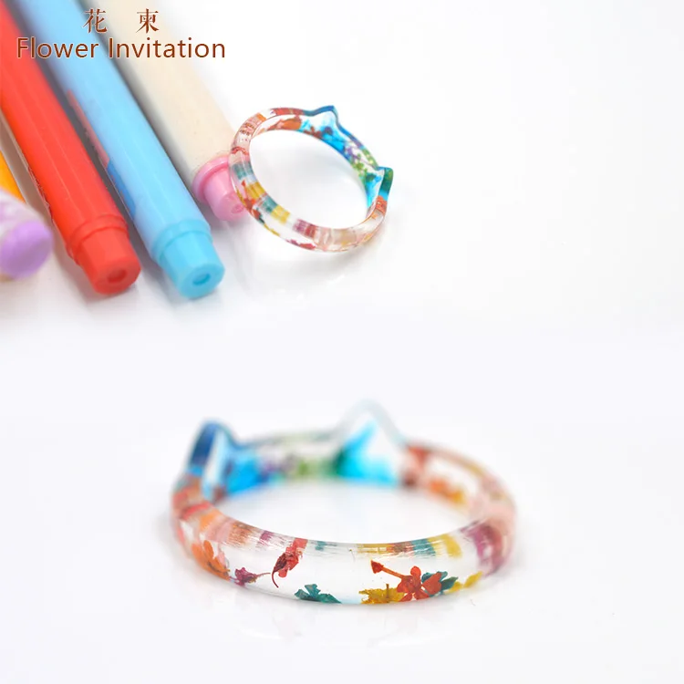 

Flower Invitation Finished Ring / DIY Hand Plant Specimen Natural Dried Flower leaves Resin ring HJ20