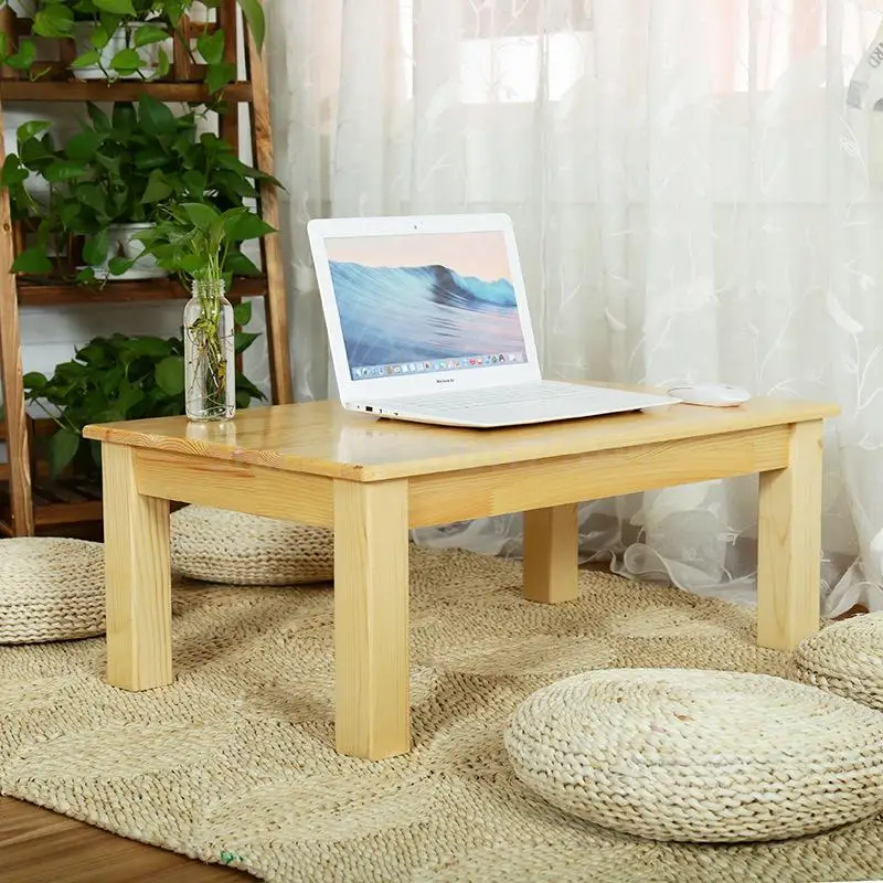 Журнальный столик из цельного дерева с татами, небольшой стол, винтажный деревенский бытовой простой оконный подоконник, маленький столик