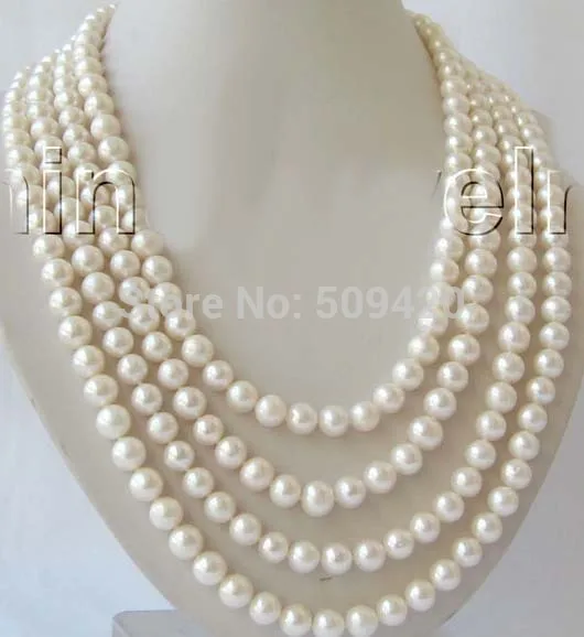 

Free Shipping >> AAAA 100" 9mm natural white round FW pearl necklace