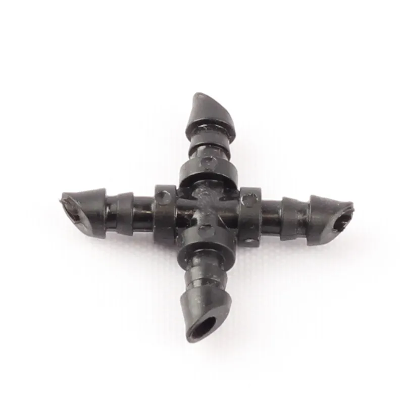 

50pcs 4/7mm New Barbed Straight Cross 4 Way Water Splitter Garden Irrigation Raised Bed Drip System Flower Pots Watering Droppe