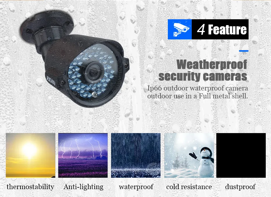 720P HD Outdoor Surveillance Security Camera System 8 Channel CCTV DVR Kit AHD Camera Set (9)
