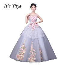 It’s Yiiya Gray Bow Illusion Wedding Dresses Ball Gown Applique Floor Length Color Bridal Frock Vestidos De Novia Casamento X216