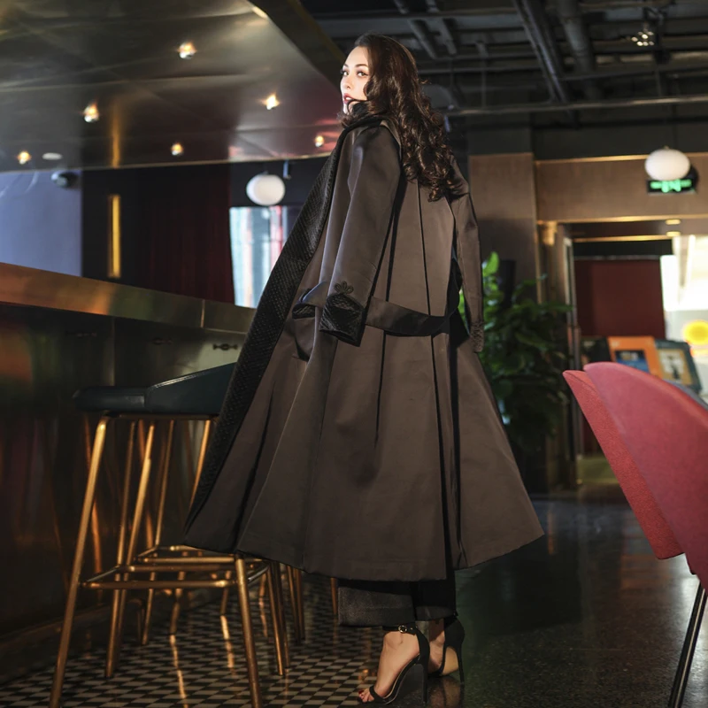 le palais vintage 2018W Classic Smoking Wool Coat Women Velour Collar Thick Satin Long Coat Adjustable Belt Loose Type One Size le palais vintage 2018W Classic Smoking Wool Coat Women Velour Collar Thick Satin Long Coat Adjustable Belt Loose Type One Size