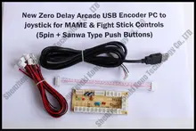 Brand New Zero Delay Arcade USB Encoder PC to Joystick for MAME & HAPP Fight Stick Controls 5pin + Sanwa push buttons