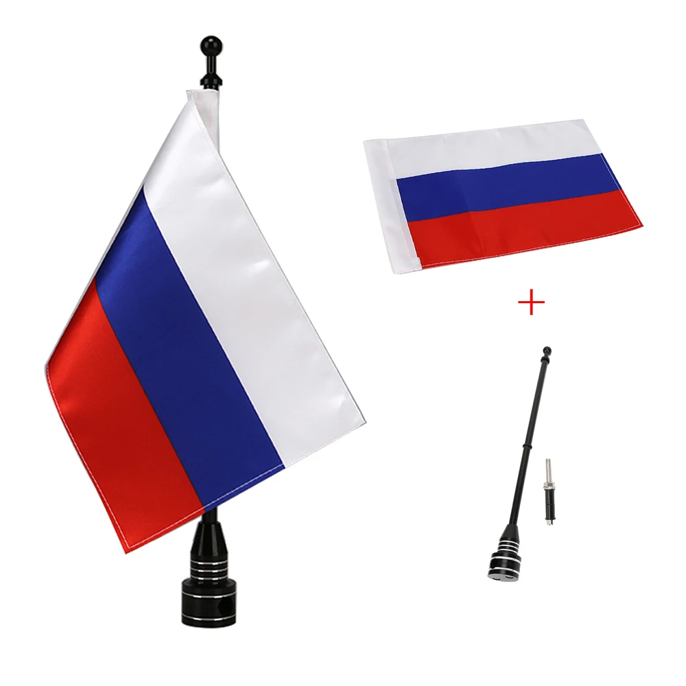 

Motorcycle Rear Side Flag Banner Pole For Harley Touring Honda Goldwing Yamaha Mount Luggage Rack Vertical Russia Flag Molding