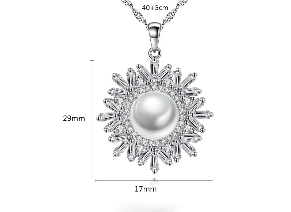 

S925 sterling silver necklace snowflake pendant freshwater pearl boutique jewelry pendant female gift D6998
