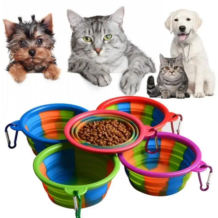 Милая Складная миска для собак, силиконовая складная чашка для путешествий, миска для домашних животных, подача воды пищи, миски для кошек, собак Hogard JY13