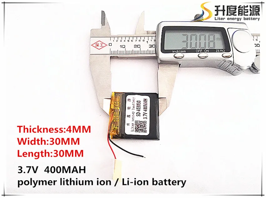 3.7V 400mAh 403030 Lithium Polymer Li-Po li ion Rechargeable Battery cells For Mp3 MP4 MP5 GPS PSP mobile bluetooth