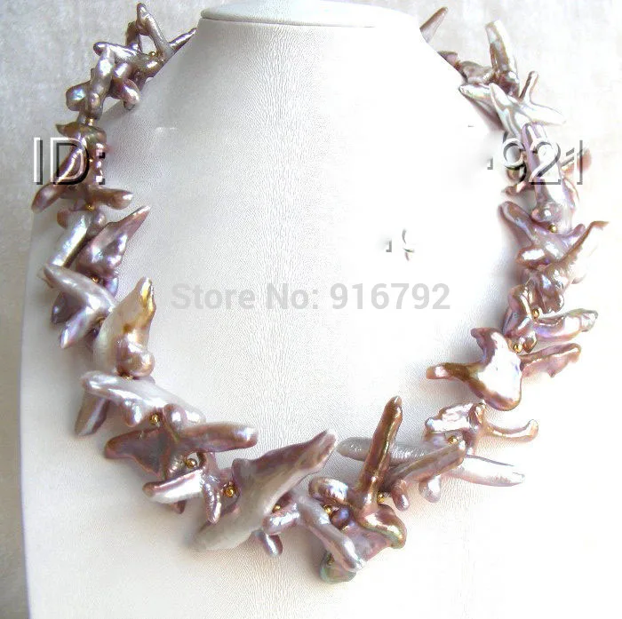 

(B0324) CLASSIC 18" Cross lavender natural freshwater pearls necklace