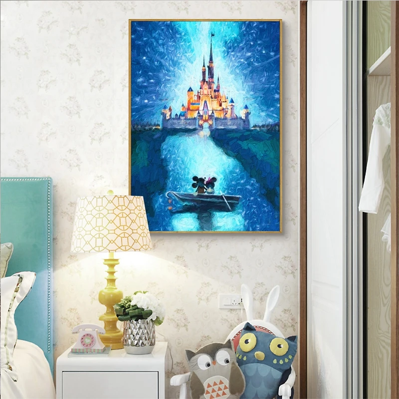 Mickey and Minnie Mouse Oil Painting Kids Room Decor