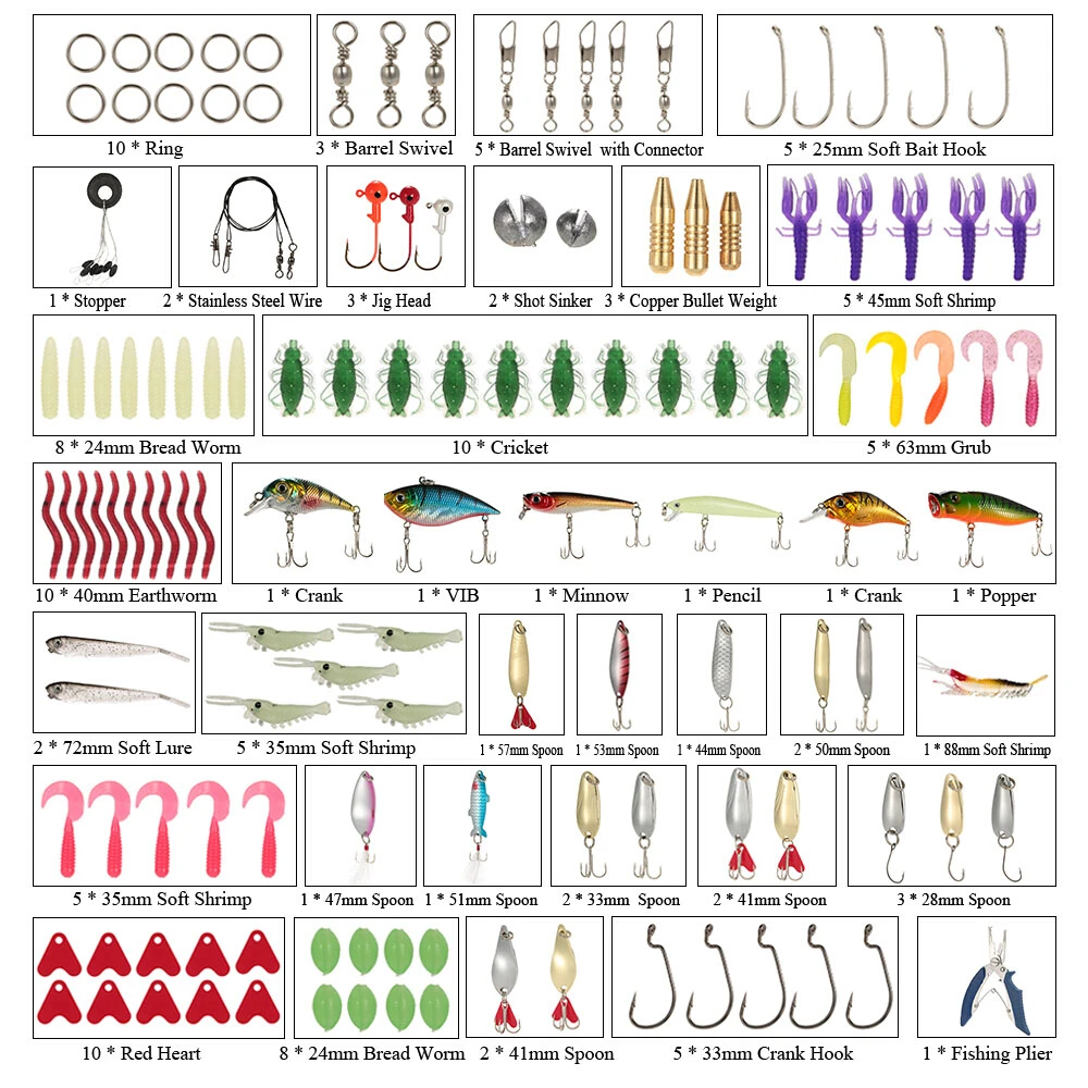 Lixada 232 шт. рыболовные приманки снасти набор аксессуаров смешанные жесткие мягкие приманки Поппер плавающие рыболовные приманки, крючки коробка для хранения
