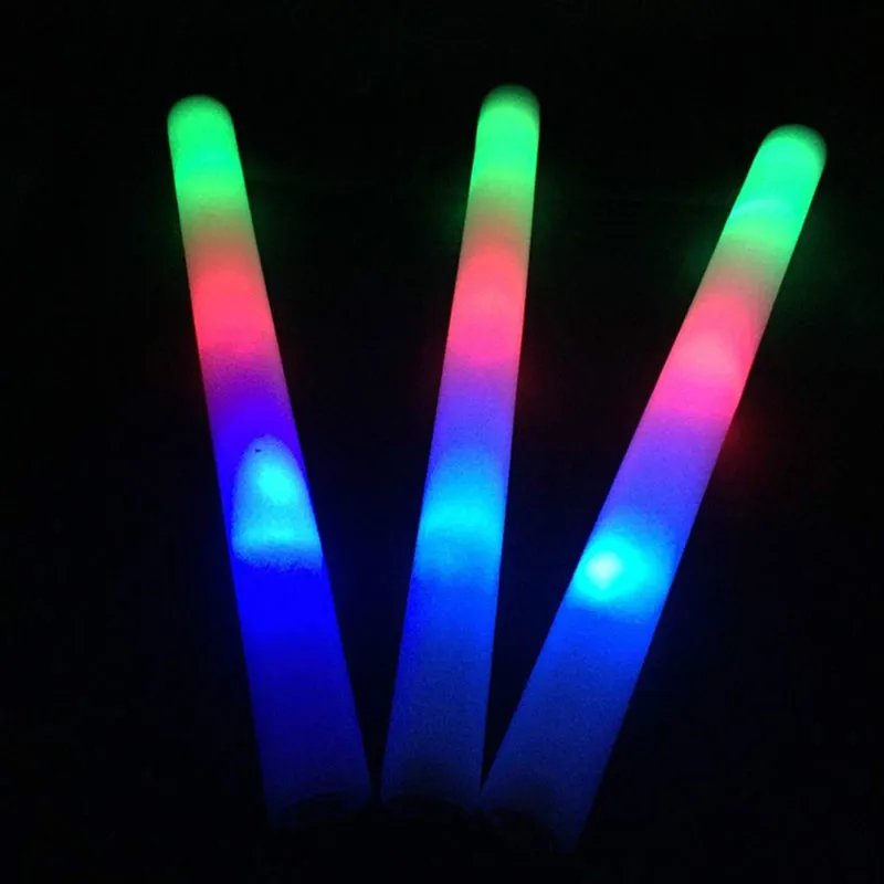 15Pcs/Lot Coloful Foam Stick LED Fluorescent Glow Rally Rave Cheer Tube Soft Glow Baton Wands
