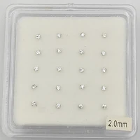 925 Sterling Silver 2mm Clear Crystal nose Stud Nose Piercing Pin body jewelry 20pcs/pack 1