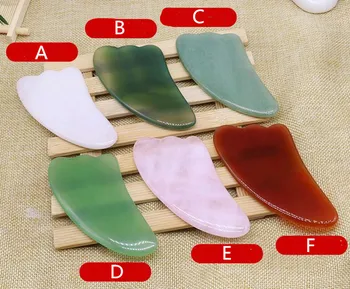 

KCONYD 20pcs Pink crystal jade scrapping plate manufacturers Guasha massage in a double agate jade dongling, triangle