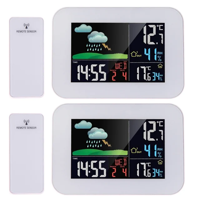 Aliexpress Lcd Color Display Wireless Thermometer Lcd Color Display Wireless Thermometer Hygrometer Weather Station Forecast Temperature Humidity Tester Clock Alarm Snooze