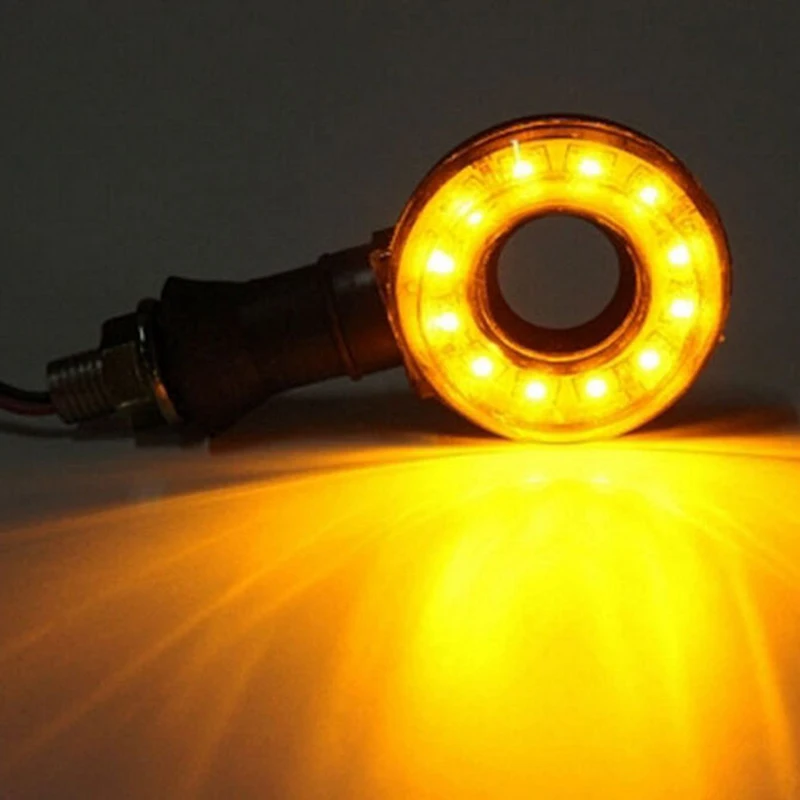 4pcs/set  Amber 12LED Circle Motorcycle Turn Signal Indicators Blinker Tail Light