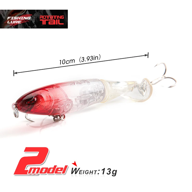 DONQL Minnow Rotating Tail Fishing Lure 10cm 13g With Soft Whirling Tail Treble Hooks Whopper Popper Topwater Fishing Baits      (9)