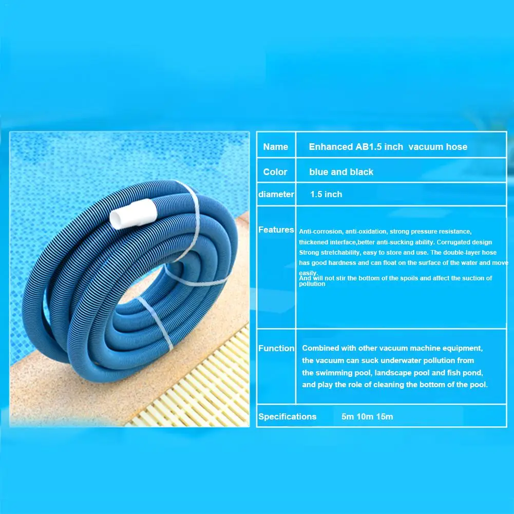 

5m/10m/15m Heavy Duty In-Ground Pool Vacuum Hose With Swivel Cuff Swimming Pool Vacuum Hose Cleaning Swimming Pool Accessories