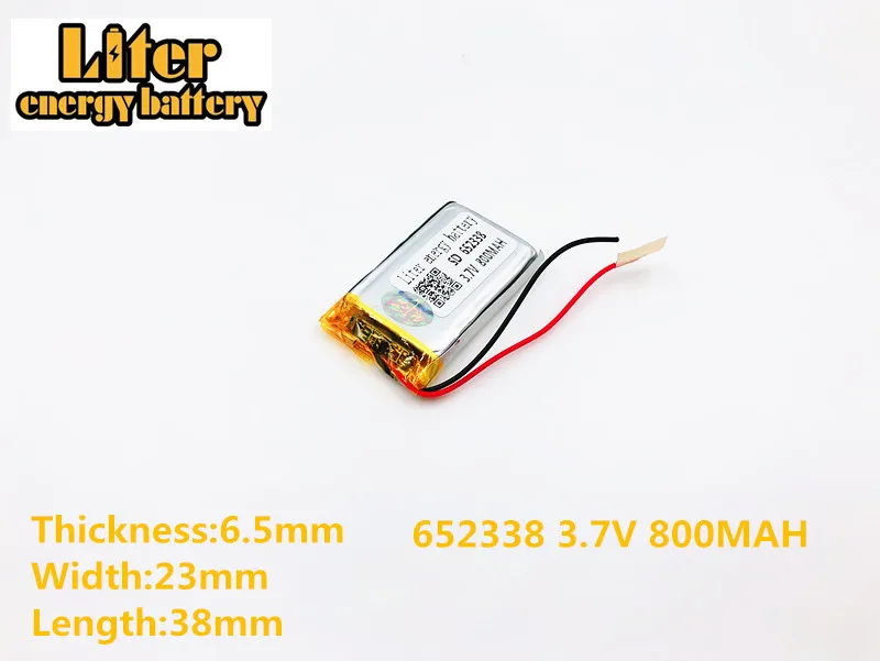 

3.7V 800mAh 612338 li Polymer battery smart home MP3 speakers for dvr GPS mp4 cell phone speak toys LJ 652338 AdvoCam-FD7 Profi