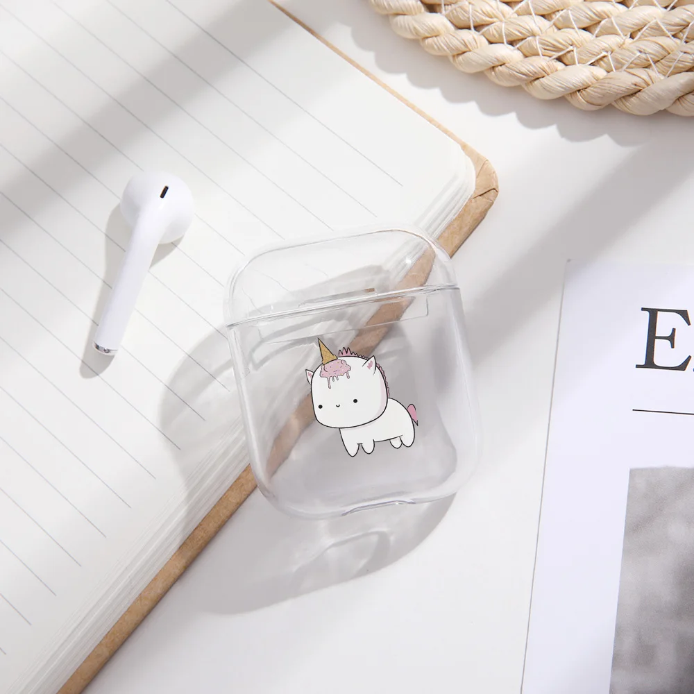 

Cases For Airpods Cute unicorn Painted Transparent Hard PC Cases For AirPods Cases Protective Cover Wireless Earphone Case
