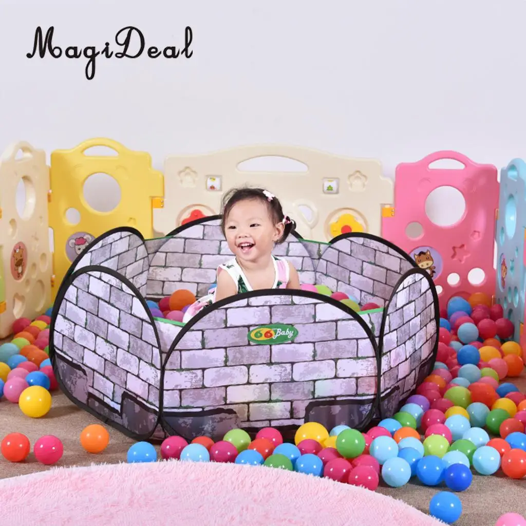 Folding Pop Up Play Tent Brick Wall Ball Pit Teepee Castle Tent Bedding Tent Kids Playhouse Garden Toy
