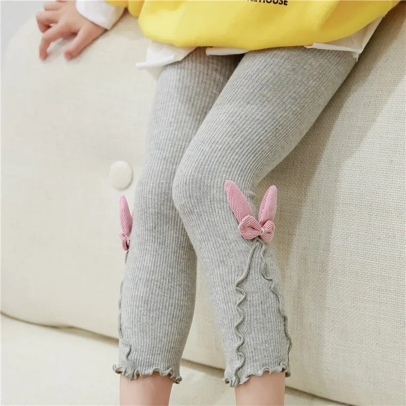 

Autumn Winter Kids Girls Knitted Leggings Children Solid Legging Baby Toddler Casual Ankle Bowknot Stockings