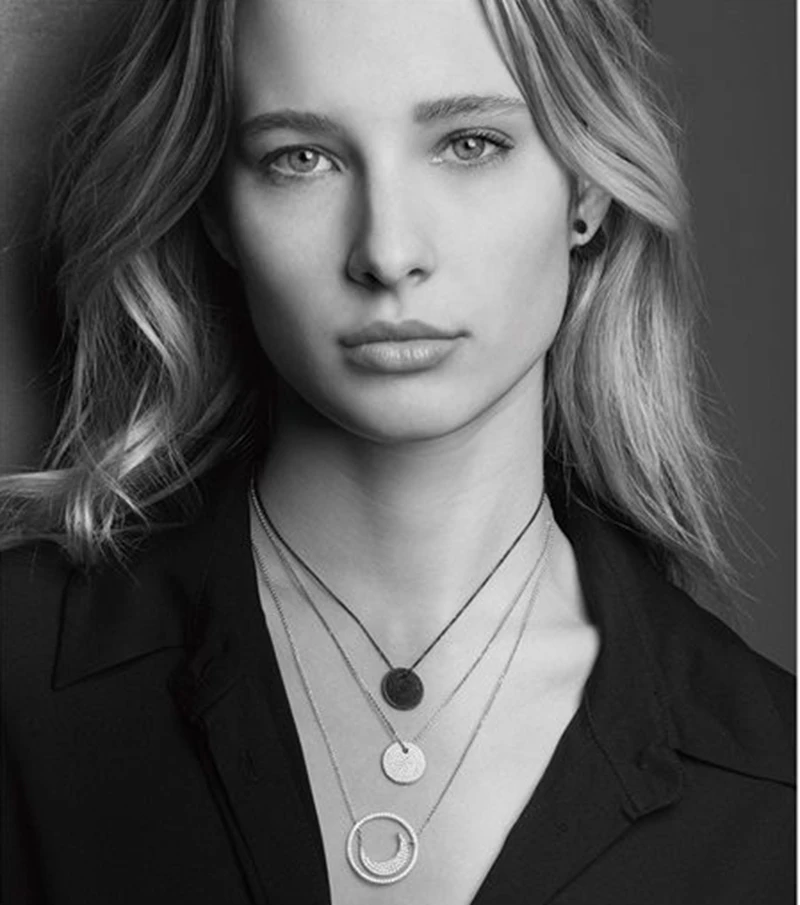 

YP21 Black Gun Plated CZ Zircon Reloving 925 Sterling Silver Collar Necklace Round Design Brand Design Women Wedding Jewelry