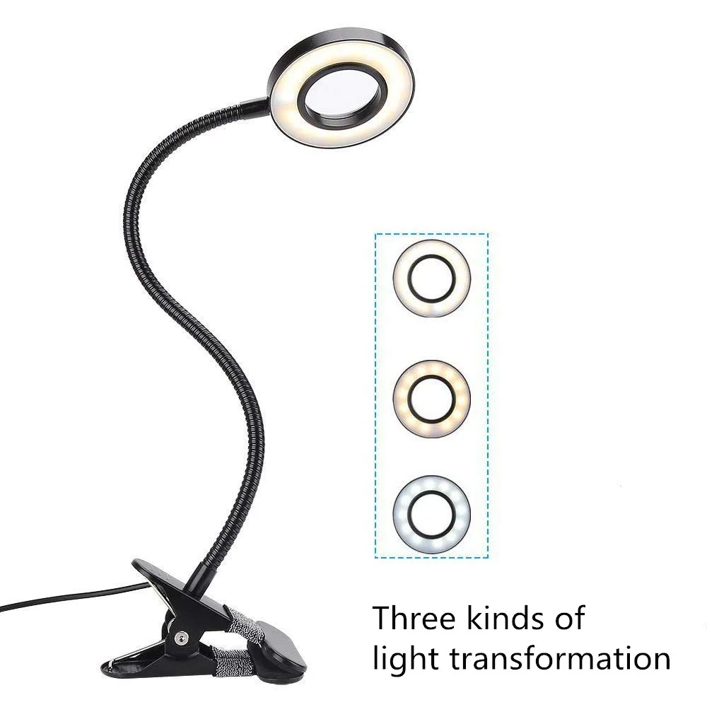 3 цвета светодиодный настольная лампа с зажимом вкл/выкл переключатель USB/ЕС штекер двойной цвет Настольная лампа для гостиной спальни настольные компьютеры светильник - Цвет корпуса: Серый