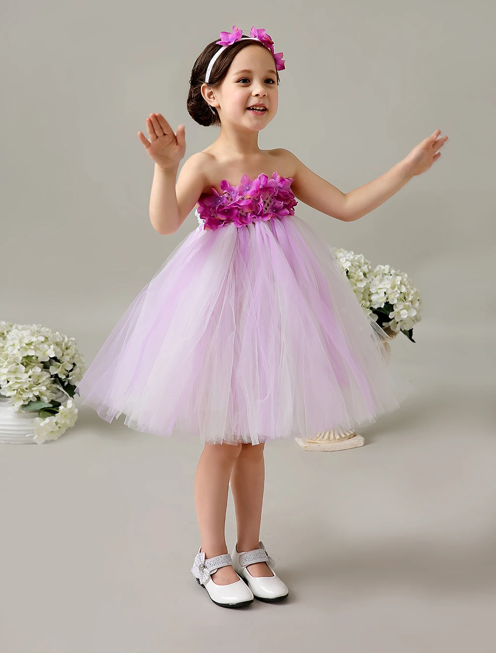 Ball Gown Tulle little girls dresses with Appliques Pageant dresses princess kids formal dress headpiece is