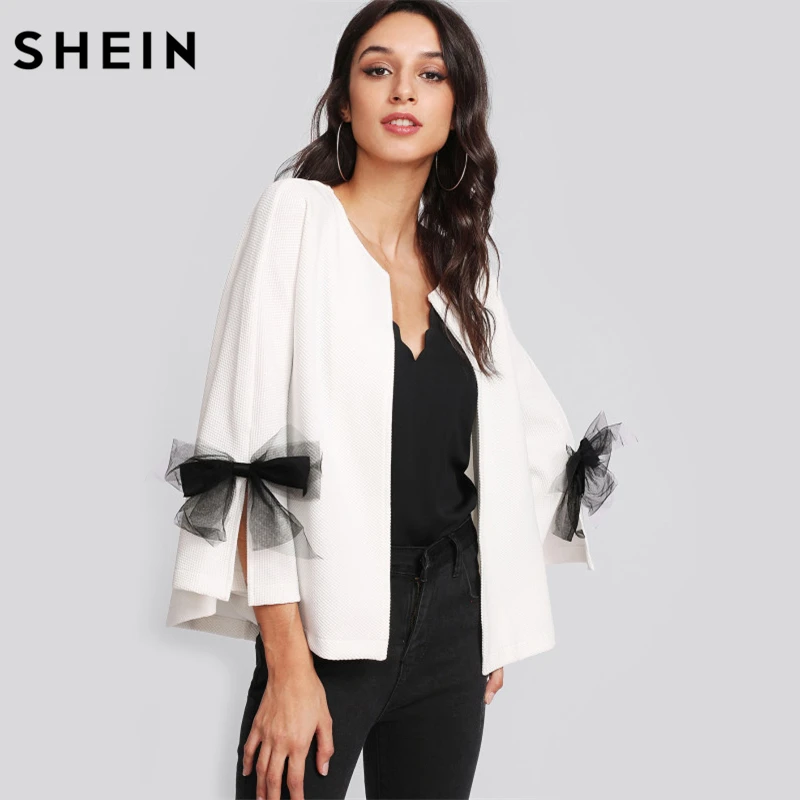 Buy SHEIN Girls Elegant Coat Blazer Women Bow Slit