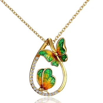 

RINHOO Gold Color Zircon Butterfly Necklaces Pendant Fashion Charm Drop Statement Necklace for Women Jewelry 3 Colors