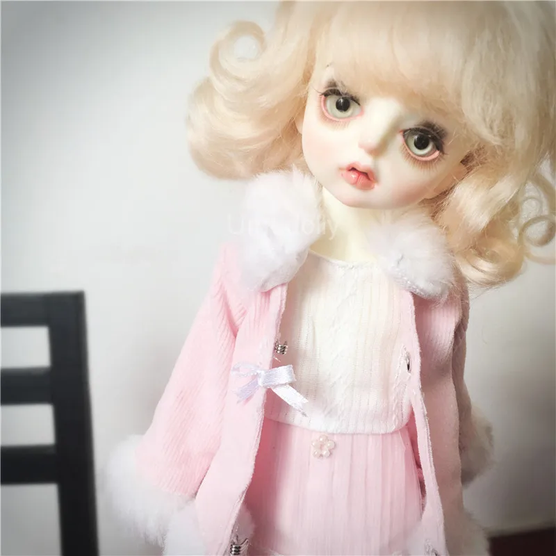 

1 Set Winter Doll's Outfit Pink Coat + Dress for 1/6 BJD, Blyth Doll Clothes Accessories