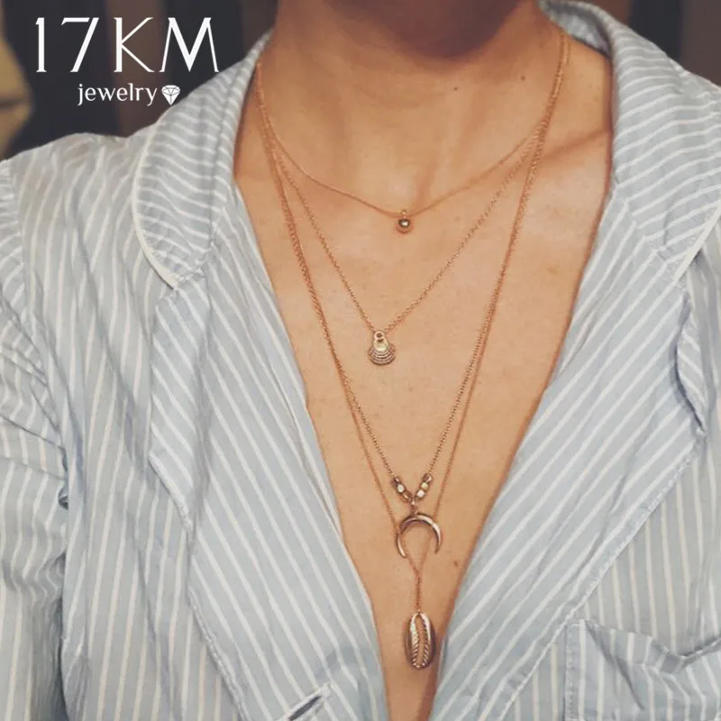 Bohemian Necklace 2019 For Women Girl Gold Color Sequins Chokers Necklaces Multi layer Collar Bijoux Fashion Jewelry Wholesale